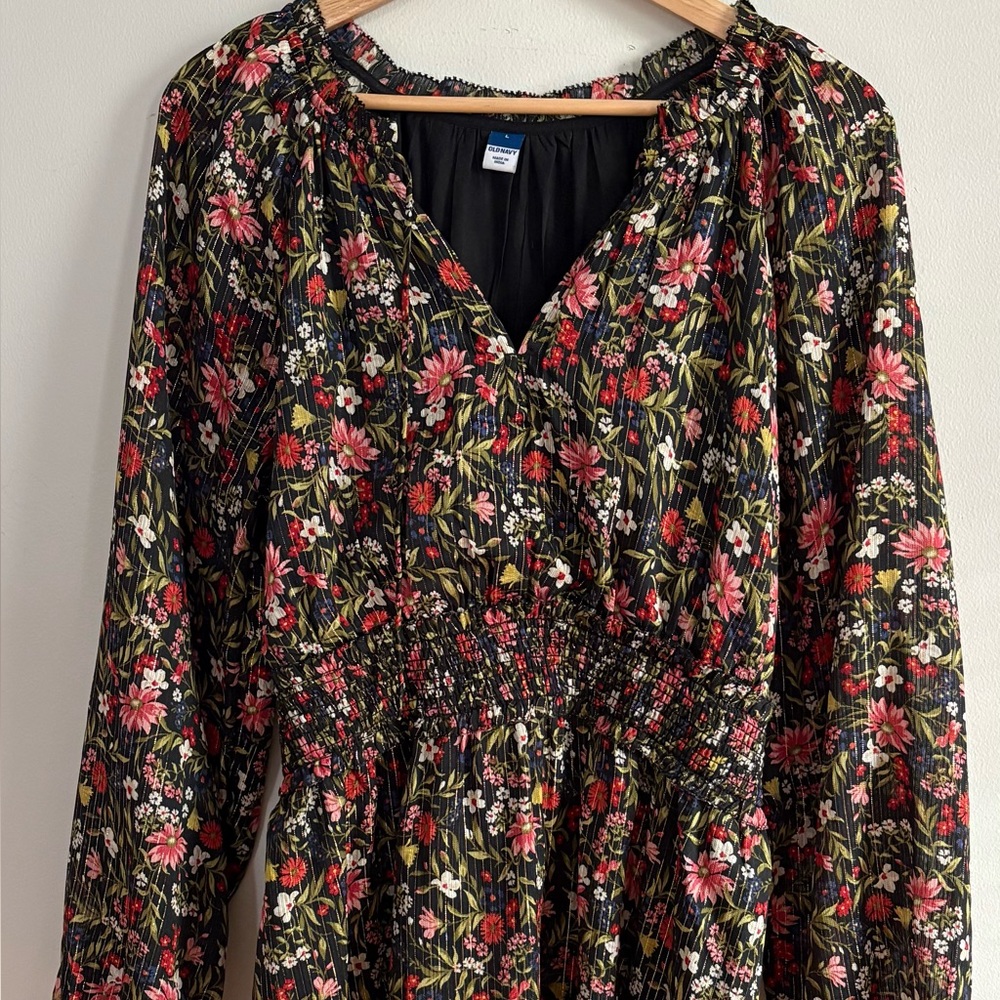 Old Navy Holiday Floral Long Sleeve Dress L